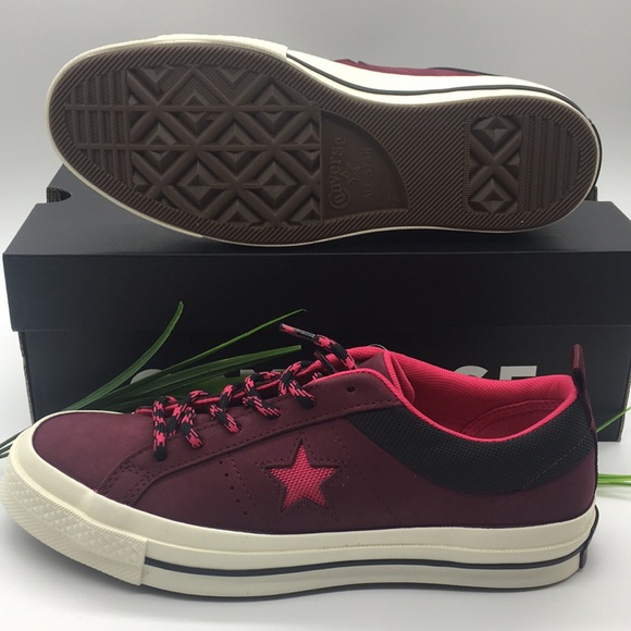 /CONVERSE ONE STAR OX dark burgundy/pink pop/black WMNS sneakers - Picture 6 of 8